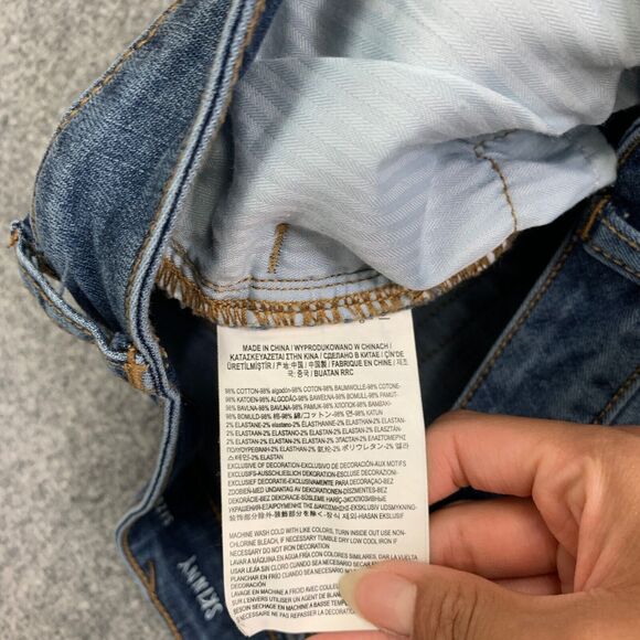 Vans Jean Women 7/28 Denim Skinny Low Rise Distressed Knee Raw Hem Stretch Ankle - Picture 7 of 12